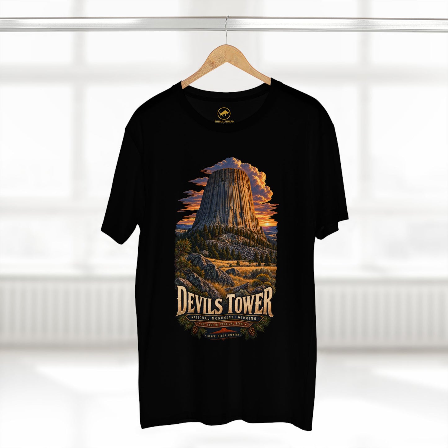 Devils Tower Shirt, Wyoming National Monument Geology Tee, Vintage Western Travel T-Shirt.