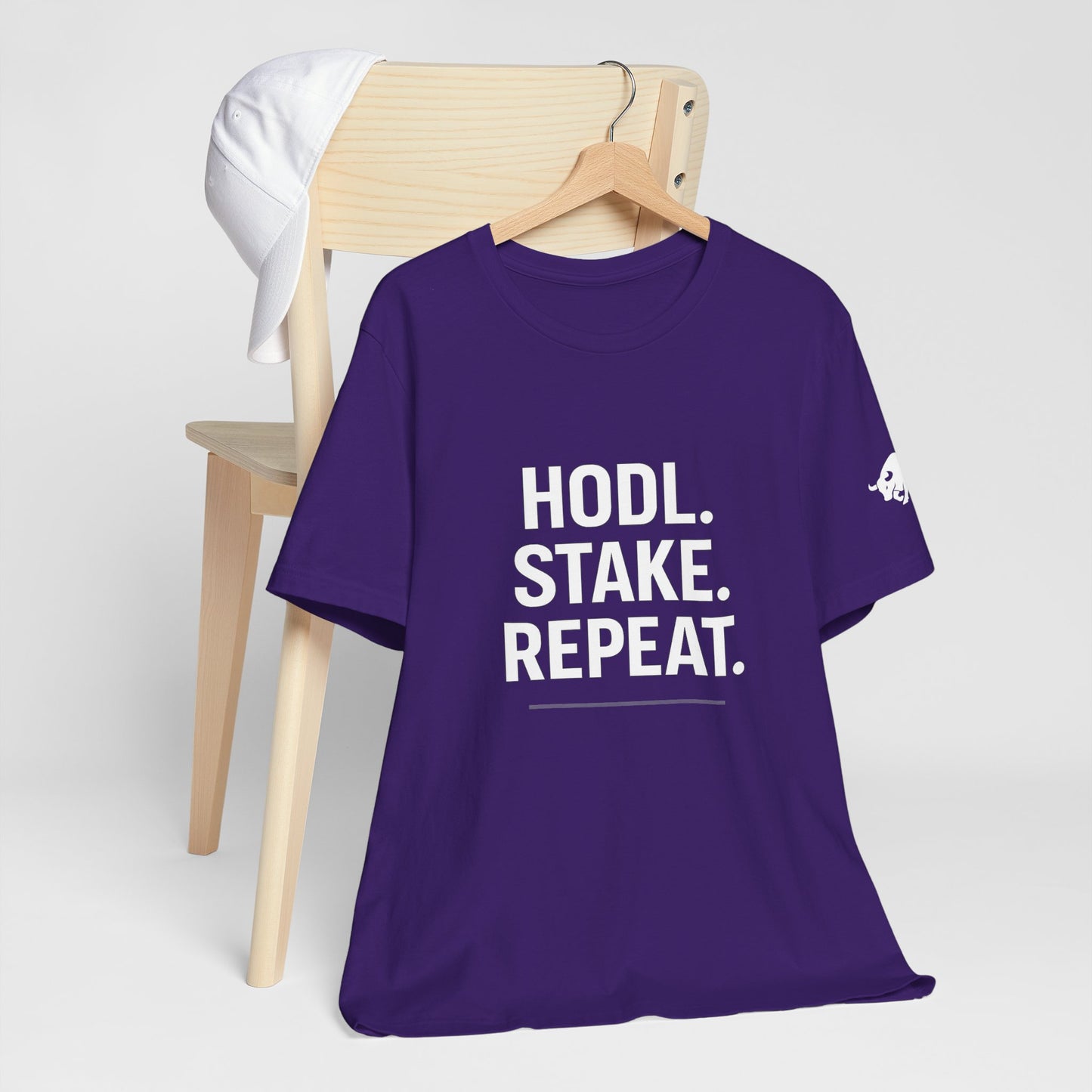 Premium Crypto Tee – HODL Stake Repeat Minimalist Streetwear by TheBullThread