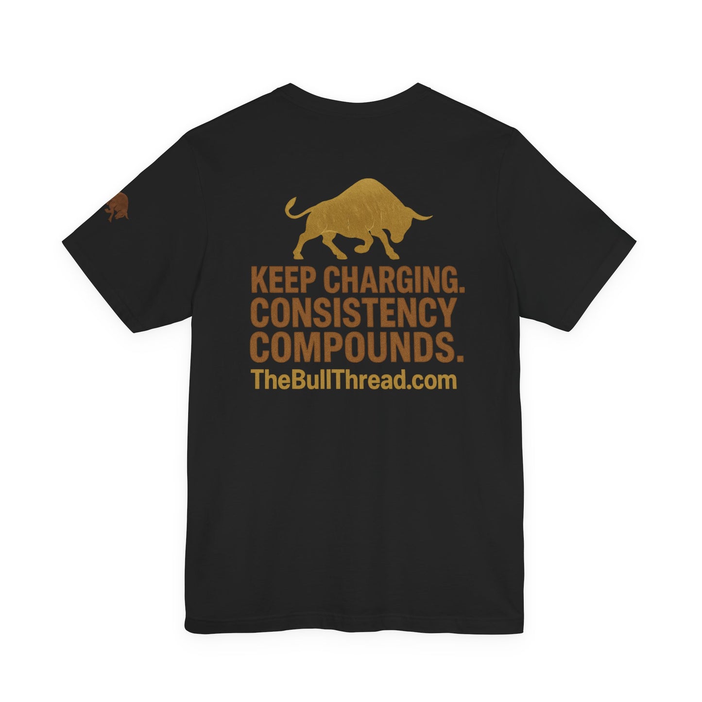 Premium Crypto Trading Tee - Charging the Market Brown Fur Bull Graphic by TheBullThread