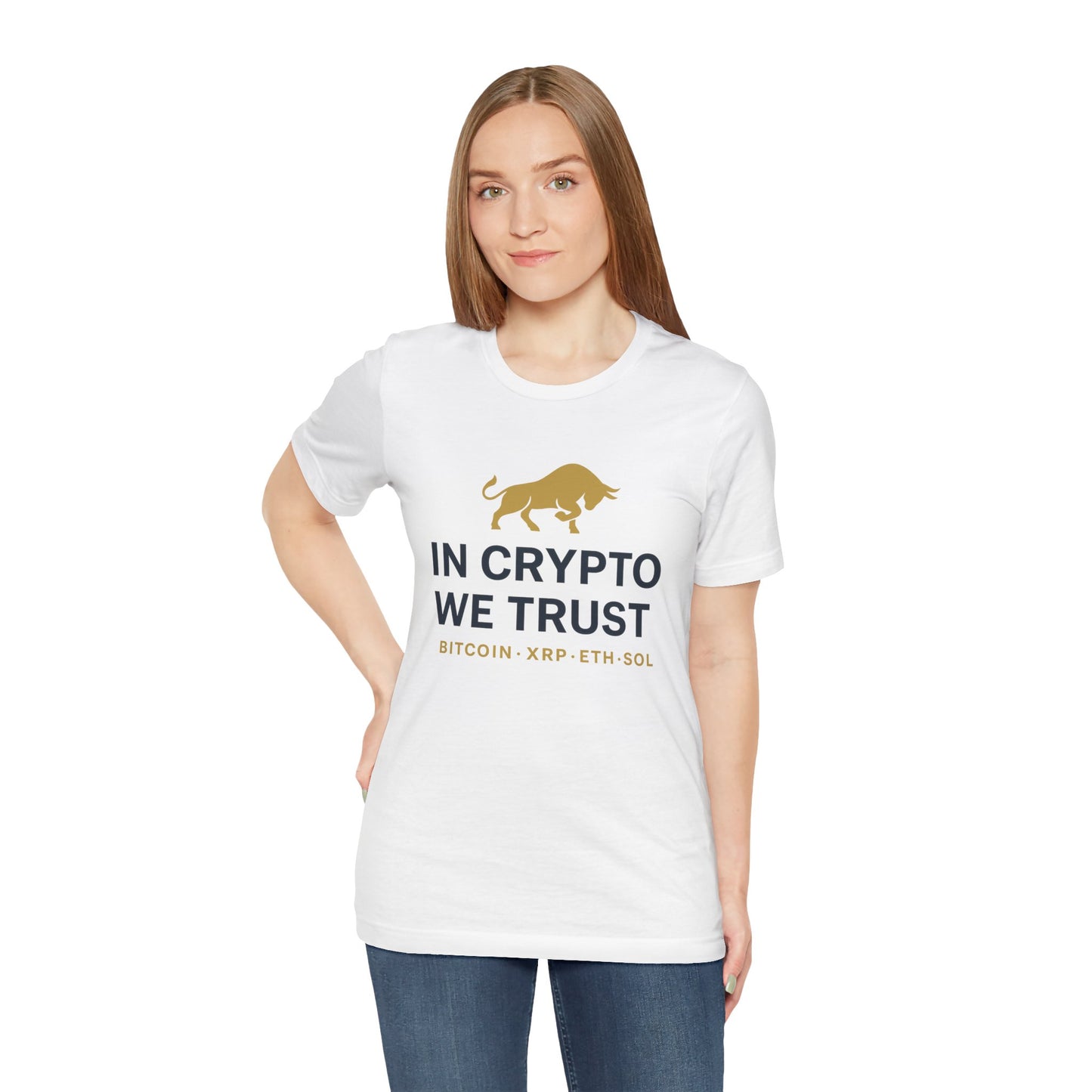 In Crypto We Trust - Premium Bitcoin XRP ETH SOL Bull Shirt.