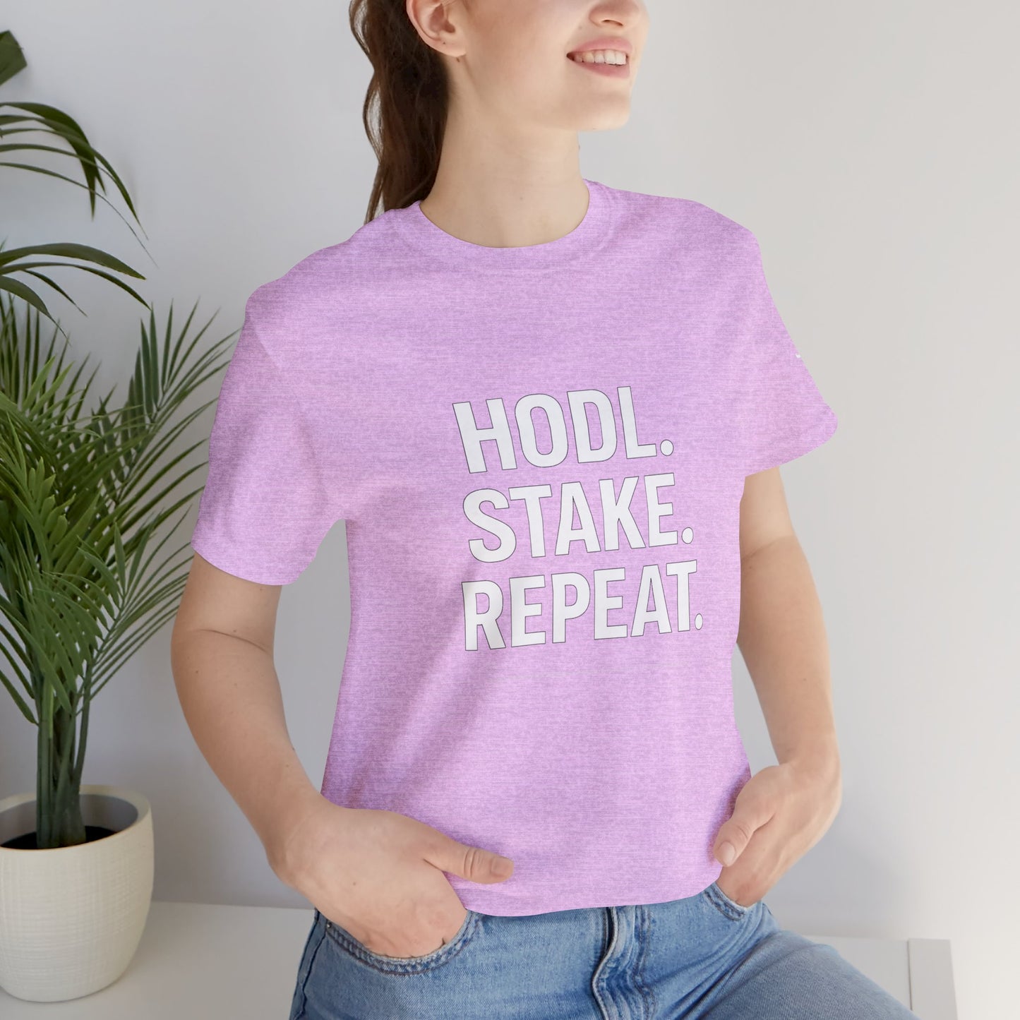 Premium Crypto Tee – HODL Stake Repeat Minimalist Streetwear by TheBullThread