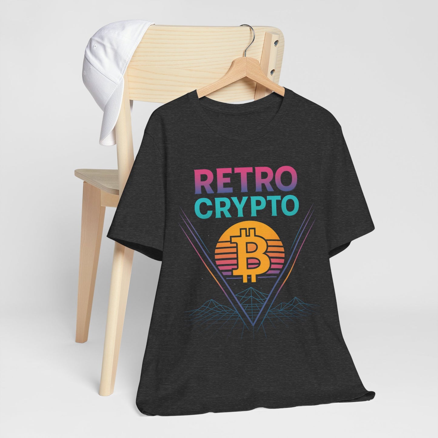 Retro Crypto T-Shirt - 80s Vaporwave Neon Bitcoin Design by TheBullThread
