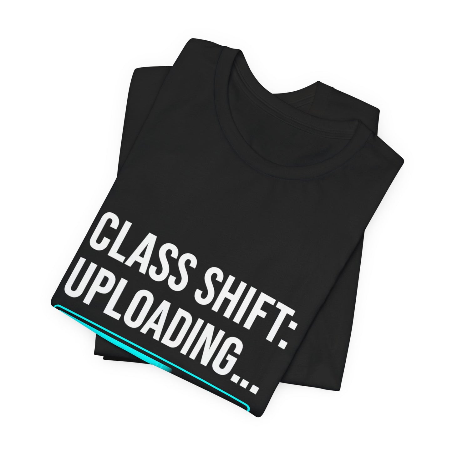 Premium Crypto Investor Shirt – “Class Shift: Uploading…” Neon Progress Bar Design by TheBullThread