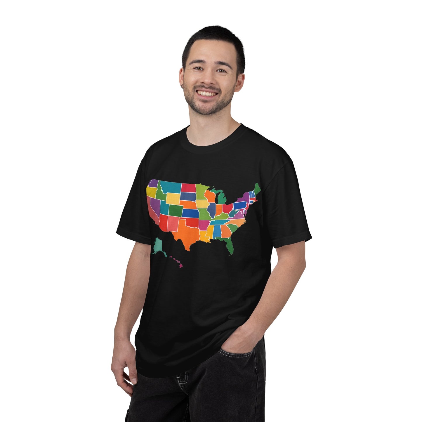 USA Map Shirt Colorful States, Comfort Colors 1717 Premium T-Shirt, United States Graphic Tee, Patriotic America Shirt, USA Travel Gift