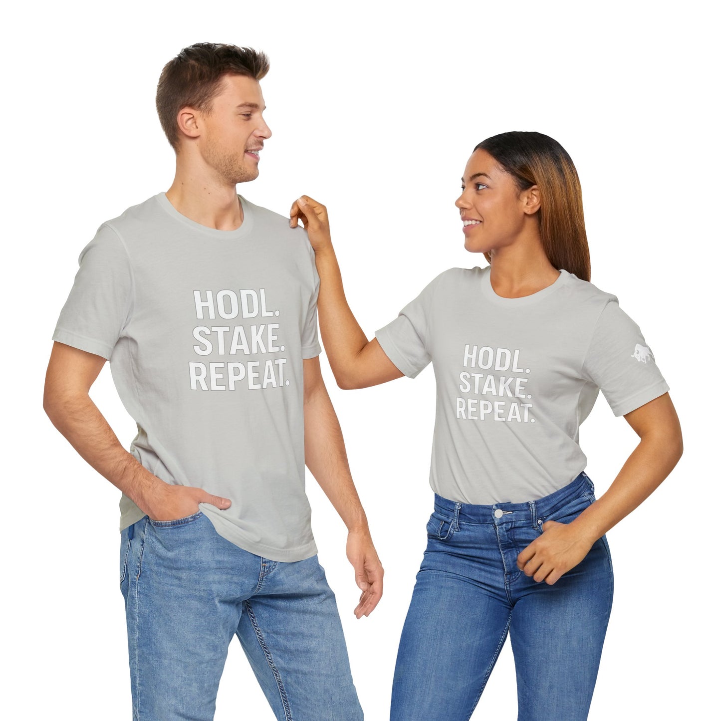 Premium Crypto Tee – HODL Stake Repeat Minimalist Streetwear by TheBullThread