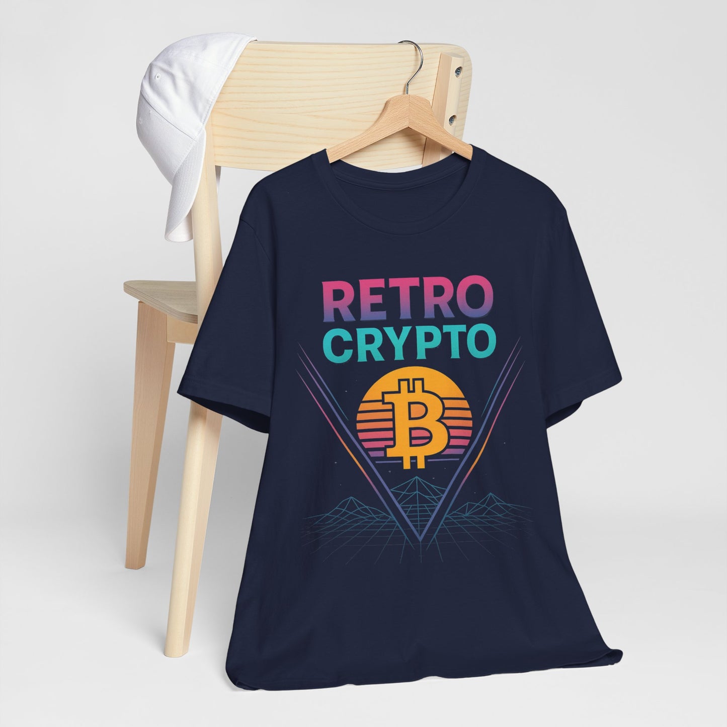 Retro Crypto T-Shirt - 80s Vaporwave Neon Bitcoin Design by TheBullThread