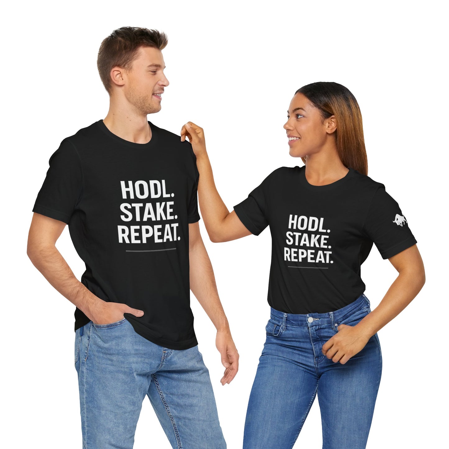 Premium Crypto Tee – HODL Stake Repeat Minimalist Streetwear by TheBullThread