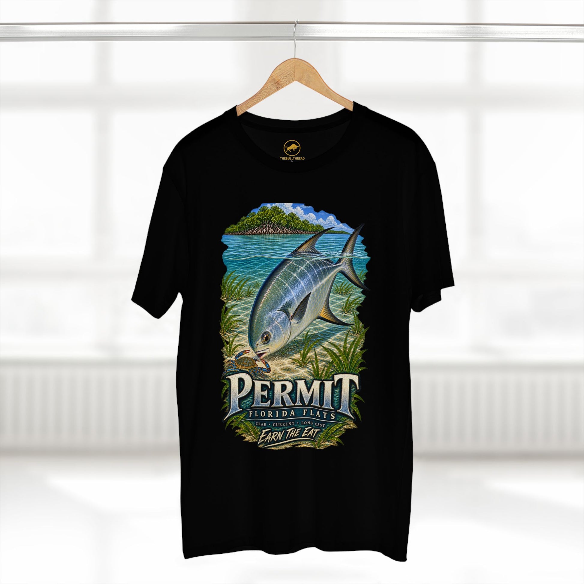 Permit Fishing Shirt, Florida Keys Flats Fly Fishing Tee, Saltwater Angler Graphic.
