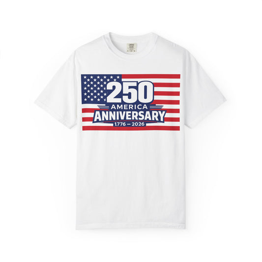 White USA 250 Anniversary Premium Shirt, America 250, Patriotic White Shirt, 1776 2026 Anniversary Tee, American Flag, Comfort Colors 1717.