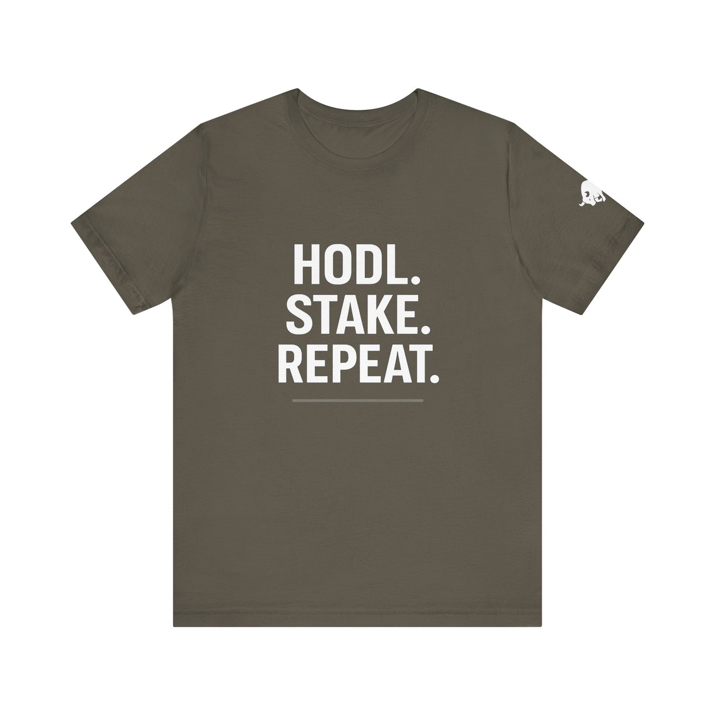 Premium Crypto Tee – HODL Stake Repeat Minimalist Streetwear by TheBullThread
