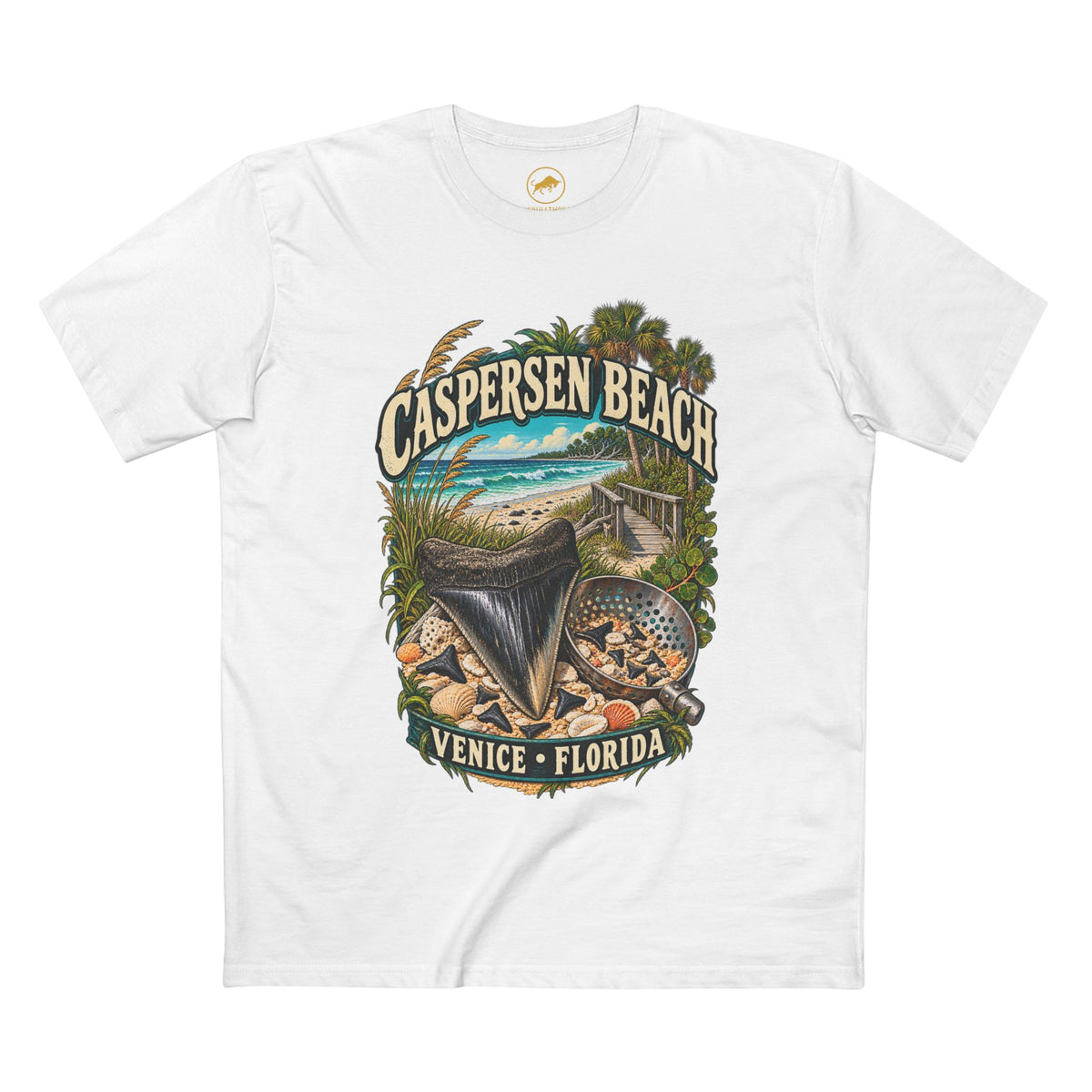 Caspersen Beach Shirt, Venice Florida Fossil Shark Tooth Hunting Tee.