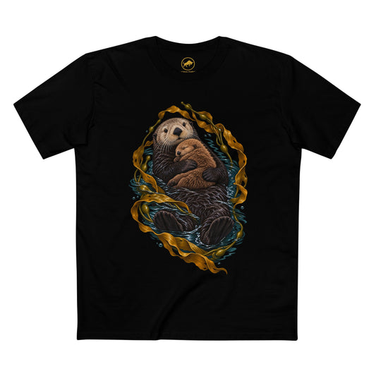 Sea Otter Mother and Pup Shirt, California Kelp Forest Wildlife Tee, Ocean Lover Gift.
