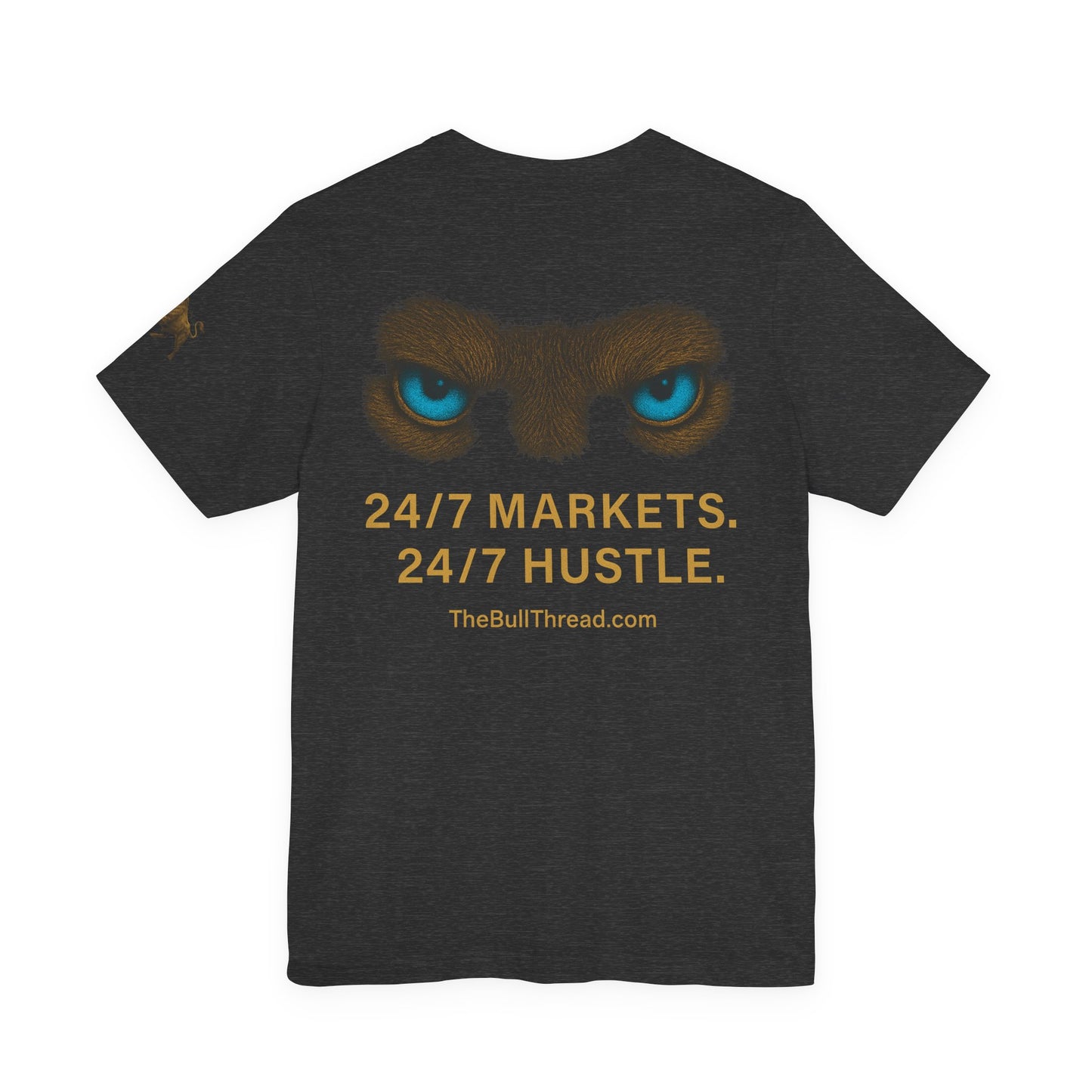 Luxury Crypto Trader T-Shirt - Bulls Don’t Sleep Gold Charging Bull Design by TheBullThread