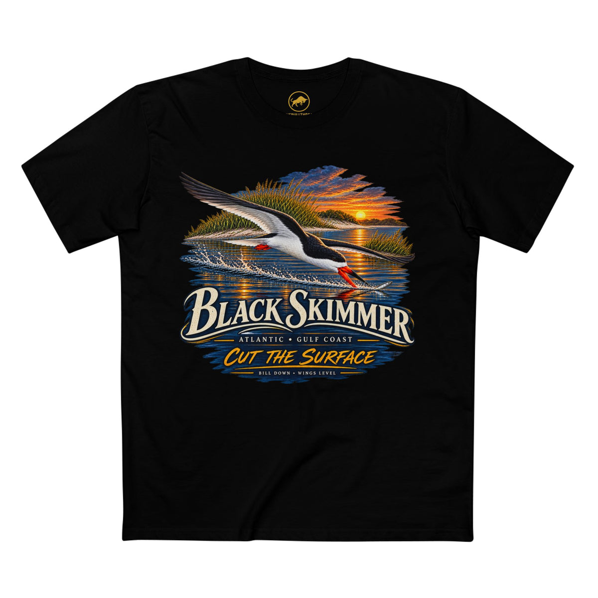 Black Skimmer Bird T-Shirt, Atlantic Gulf Coast Coastal Birding Tee, Rynchops niger.