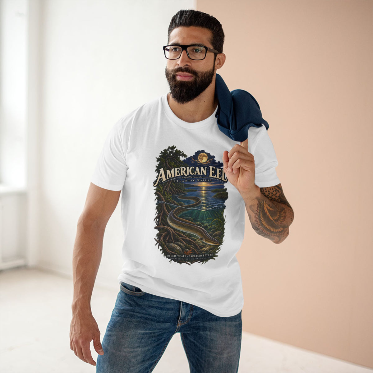 American Eel Shirt - Anguilla rostrata Sargasso Sea Migration Fish T-Shirt.