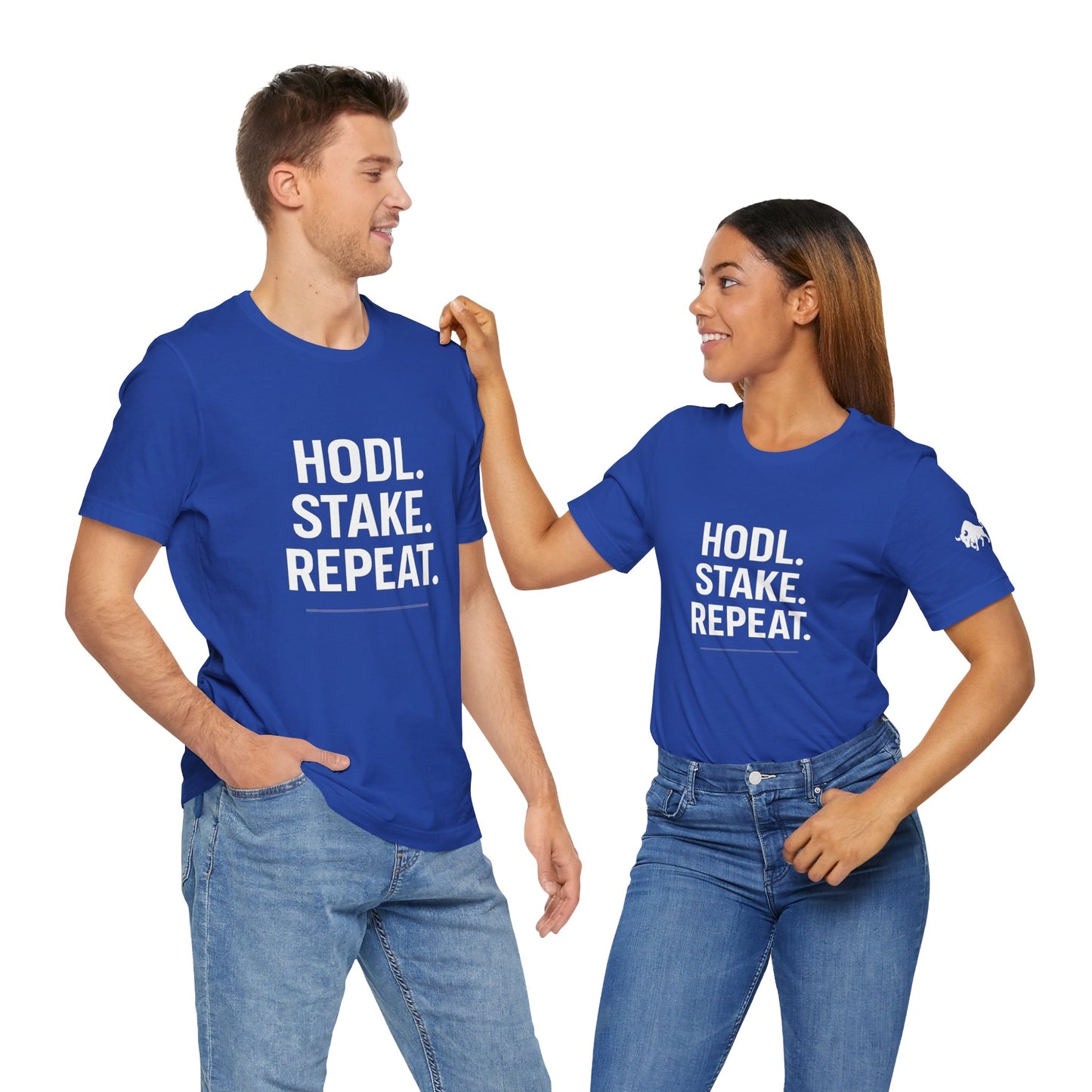 Premium Crypto Tee – HODL Stake Repeat Minimalist Streetwear by TheBullThread