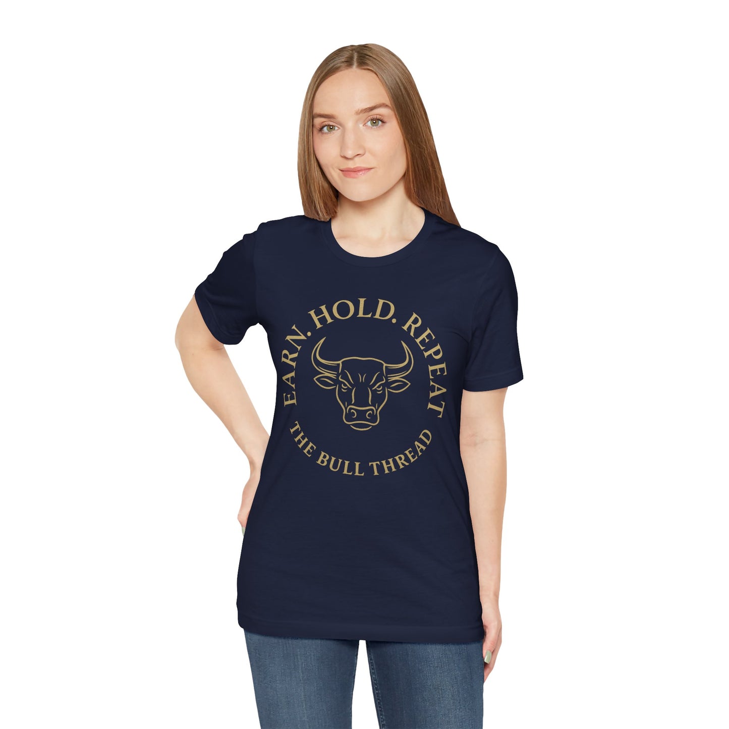 Premium Crypto Investor Tee - Earn Hold Repeat Emblem by TheBullThread