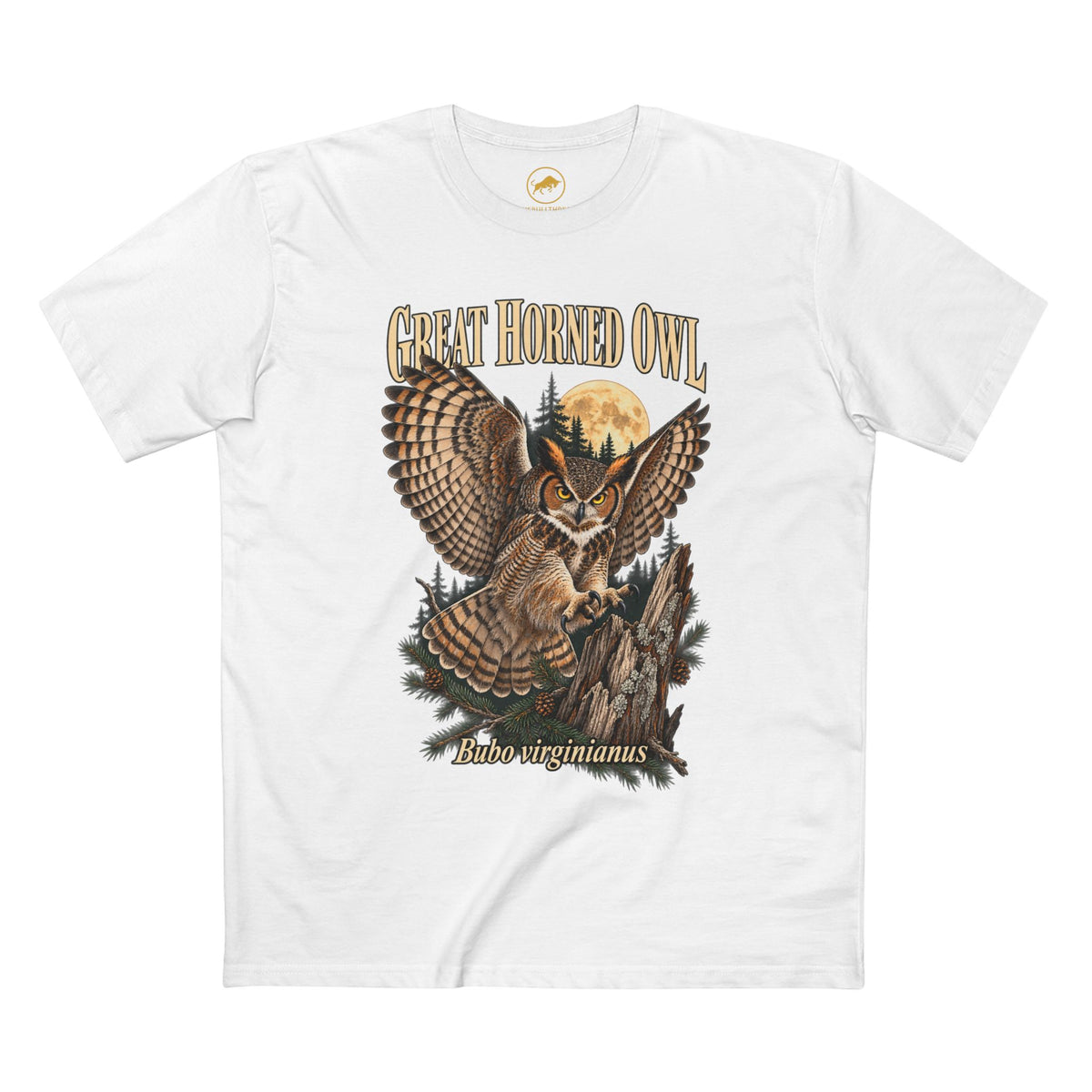 Great Horned Owl Shirt, Moonlit Woodland Raptor Tee