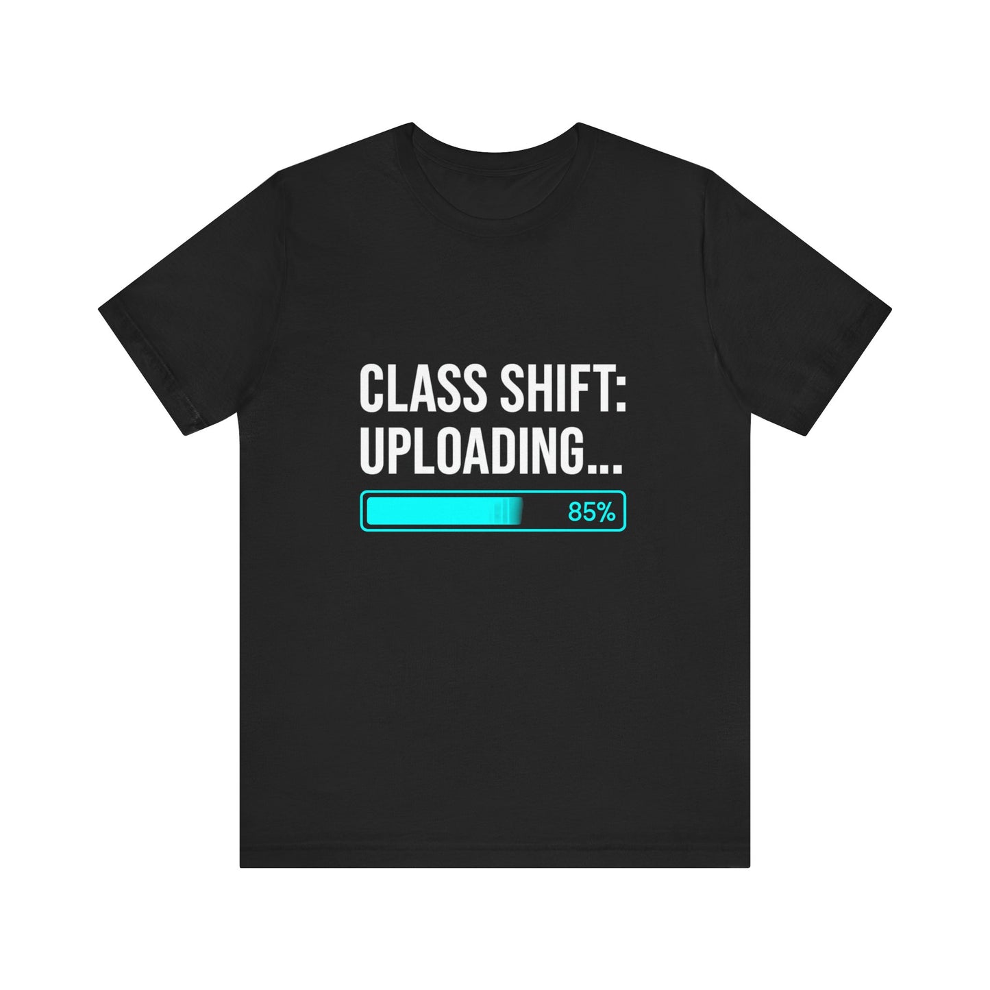 Premium Crypto Investor Shirt – “Class Shift: Uploading…” Neon Progress Bar Design by TheBullThread