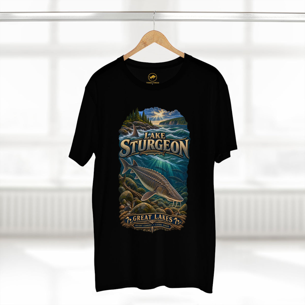 Lake Sturgeon Fishing Shirt: Great Lakes Freshwater Fish Naturalist Tee.
