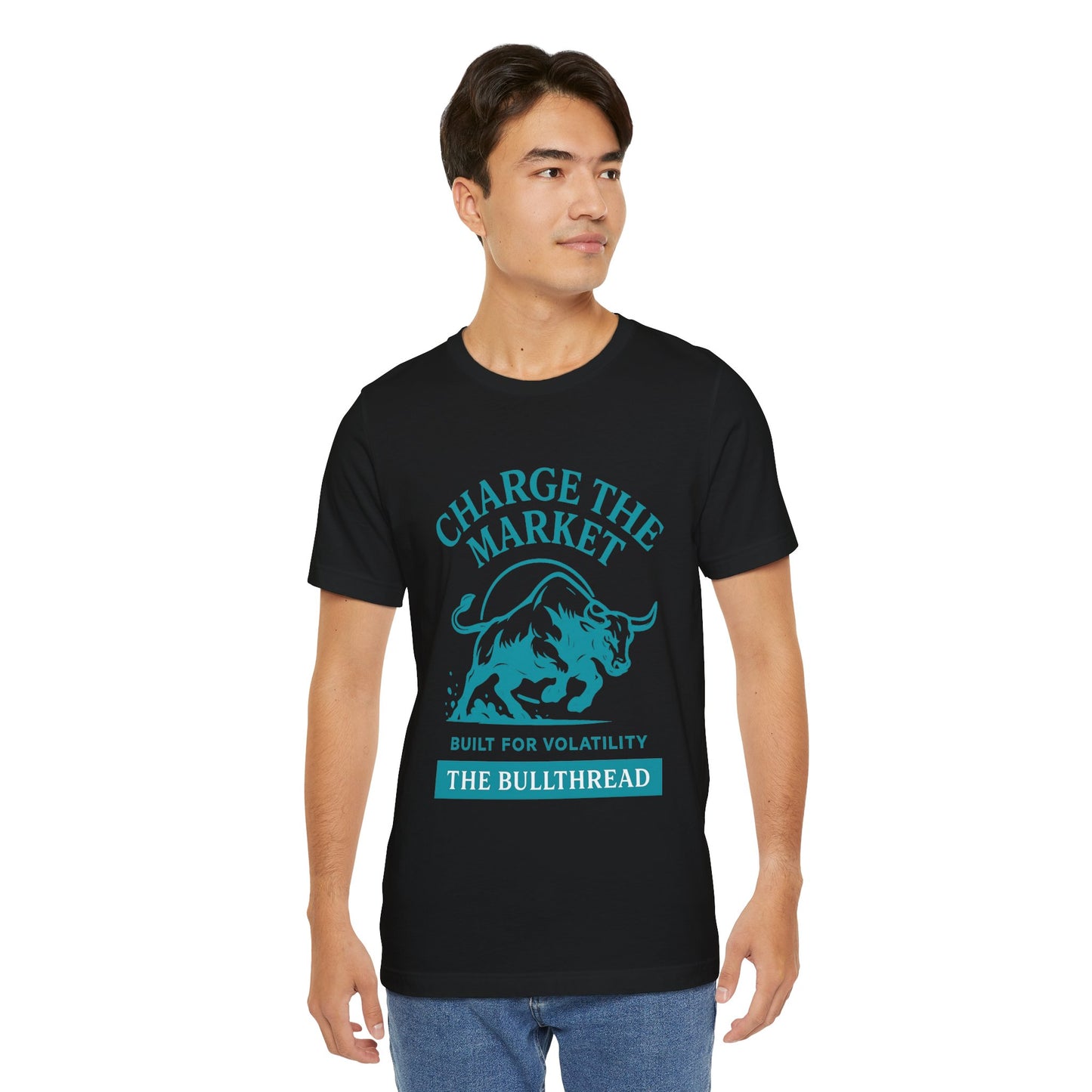 Premium Crypto Investor Shirt - Charge the Market Turquoise Bull Graphic by TheBullThread