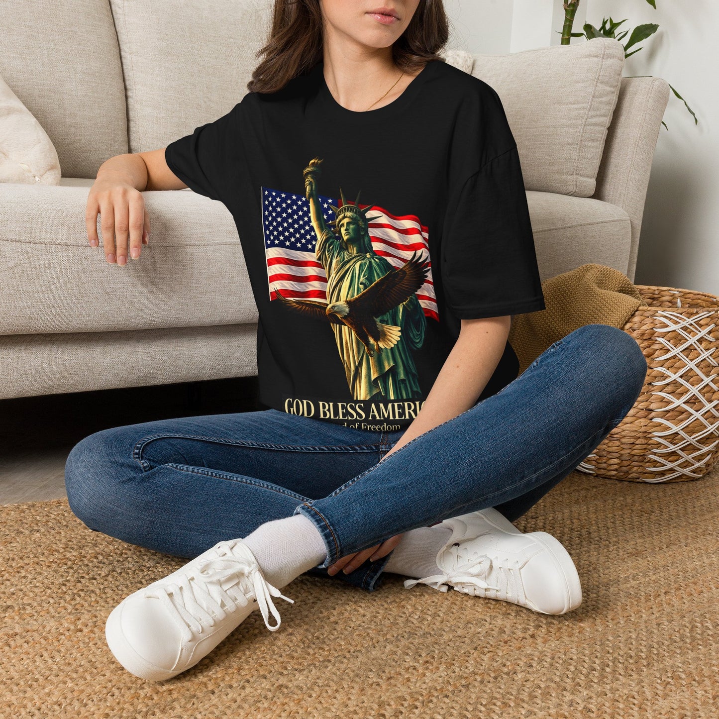 God Bless America Shirt | Patriotic USA Flag Eagle Tee | Statue of Liberty American Pride Graphic T-Shirt.