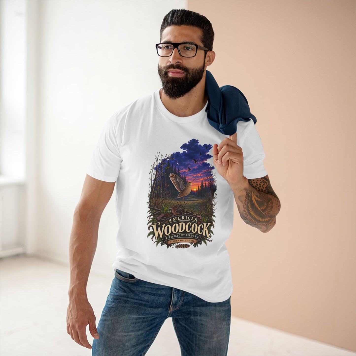American Woodcock Shirt: Twilight Sky Dance Timberdoodle Birding Tee