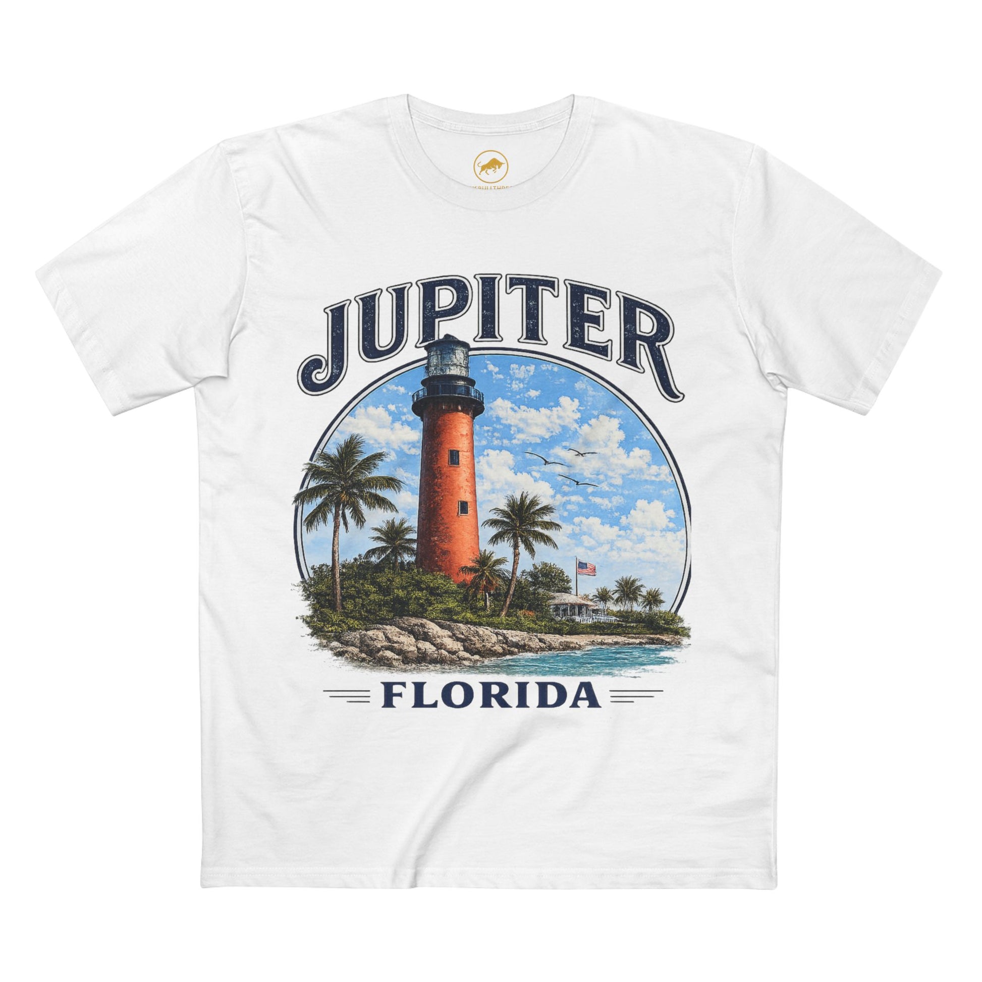 Jupiter Lighthouse Premium White Shirt, AS Colour 5001 Florida Lighthouse Tee, Jupiter Florida Coastal T Shirt, Beach Vacation Gift.
