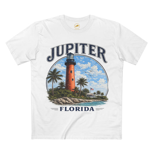 Jupiter Lighthouse Premium White Shirt, AS Colour 5001 Florida Lighthouse Tee, Jupiter Florida Coastal T Shirt, Beach Vacation Gift.
