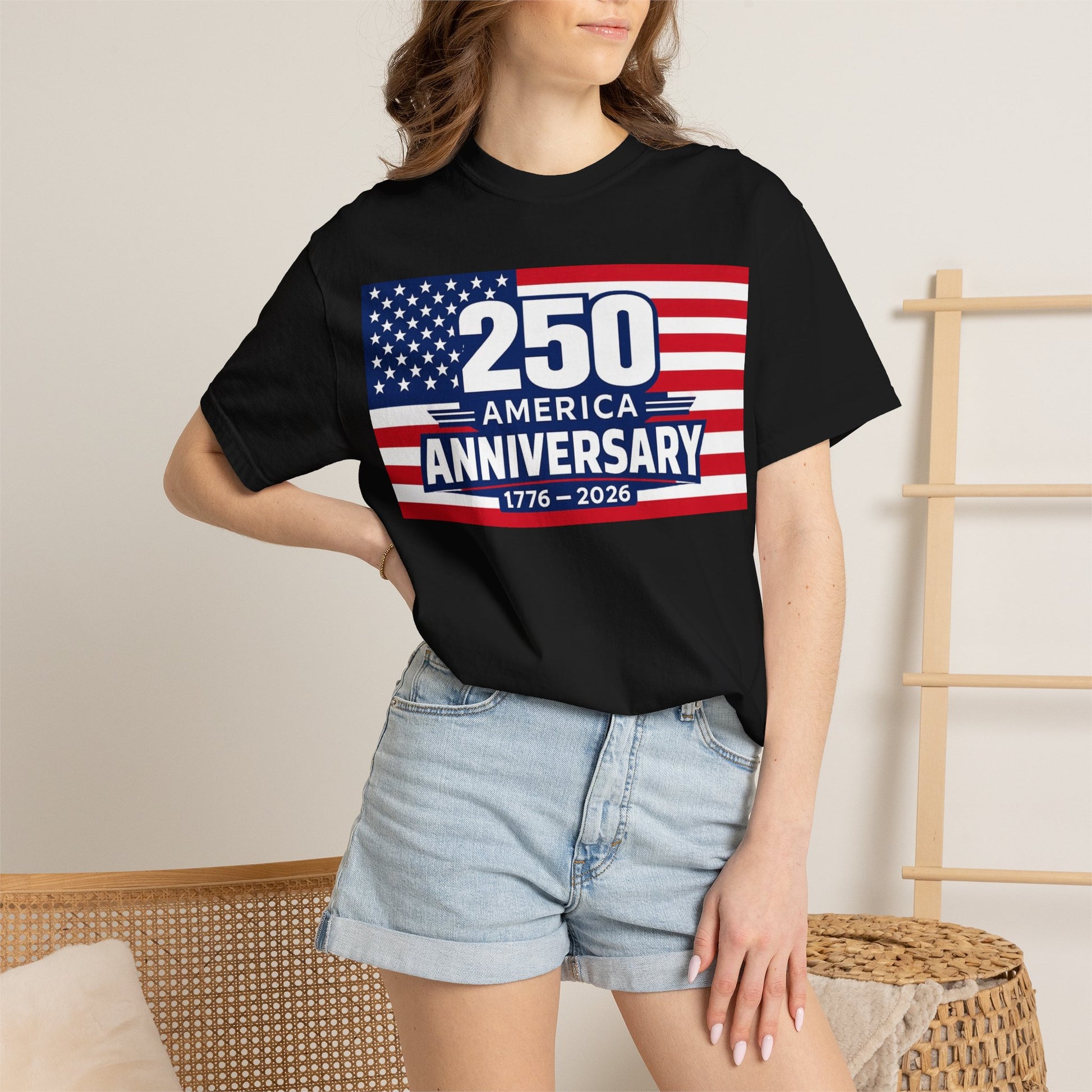 Black USA 250 Anniversary Premium Shirt, America 250 T Shirt, Black Shirt, 1776 2026 Anniversary, American Flag, Comfort Colors 1717.