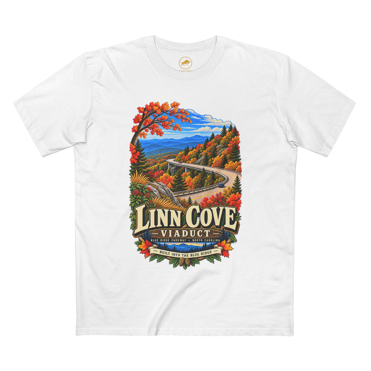 Linn Cove Viaduct T-Shirt, Blue Ridge Parkway North Carolina Mountain Graphic Tee.