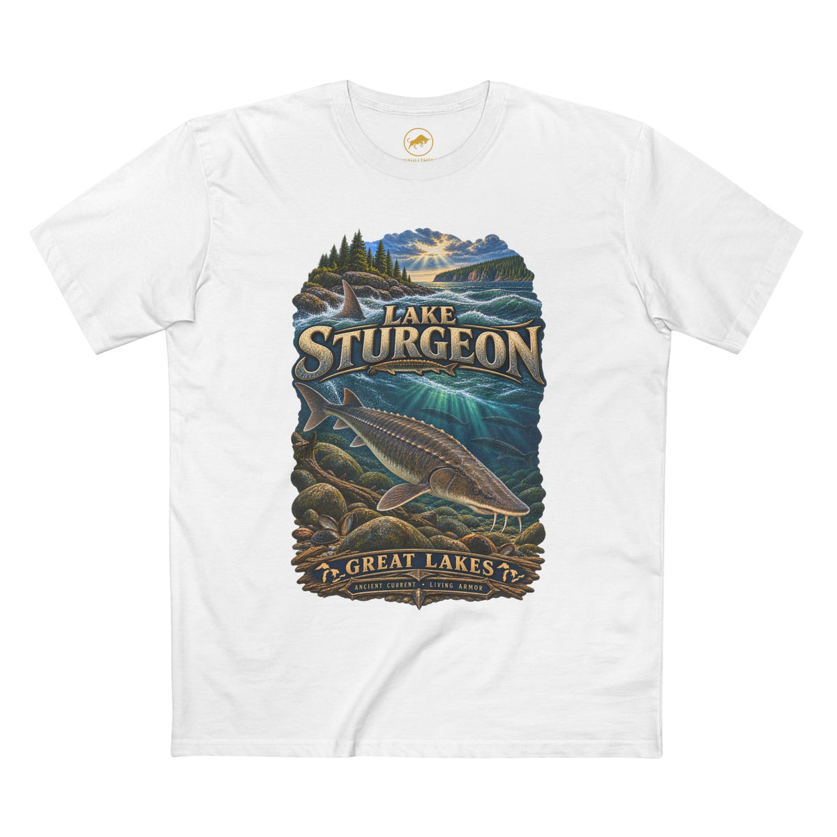 Lake Sturgeon Fishing Shirt: Great Lakes Freshwater Fish Naturalist Tee.