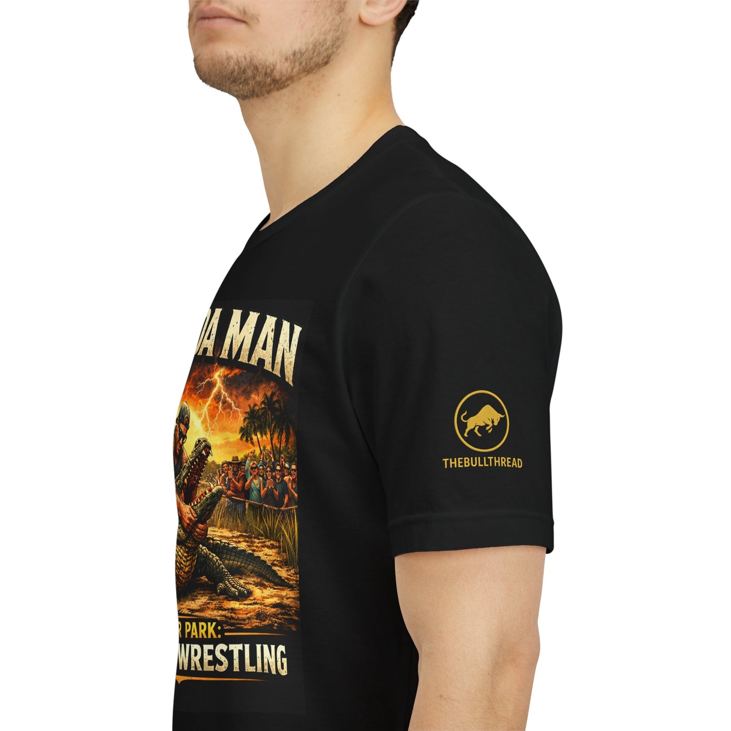 Florida Man Alligator Wrestling Shirt, Funny Florida Meme Tee, Gator Wrestler Graphic T-Shirt, Everglades Swamp Humor Shirt.