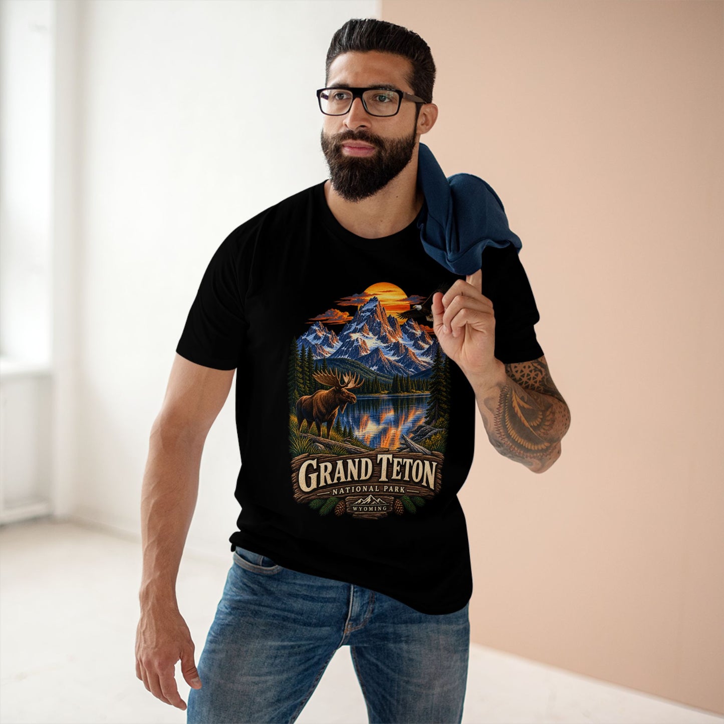 Grand Teton National Park Shirt, Wyoming Moose Mountain Graphic Tee, Rocky Mountain Wildlife T-Shirt, Vintage Outdoor Adventure Gift.