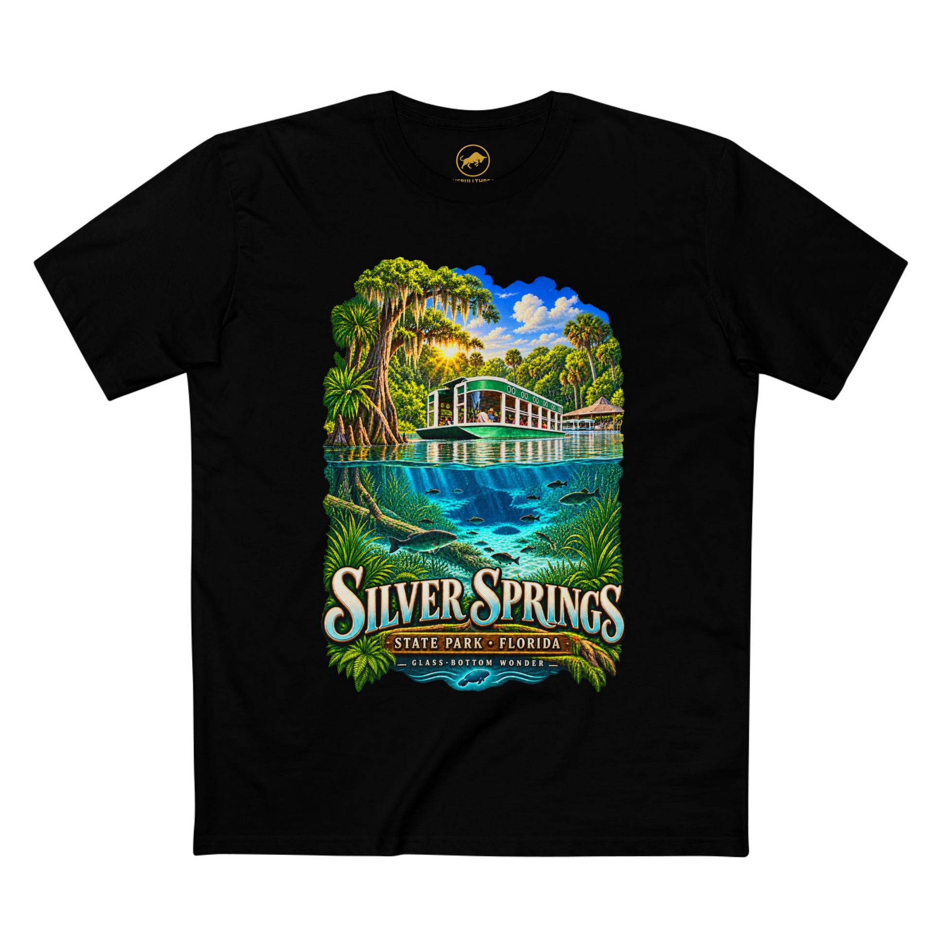 Silver Springs State Park Shirt, Vintage Florida Glass-Bottom Boat Graphic Tee.