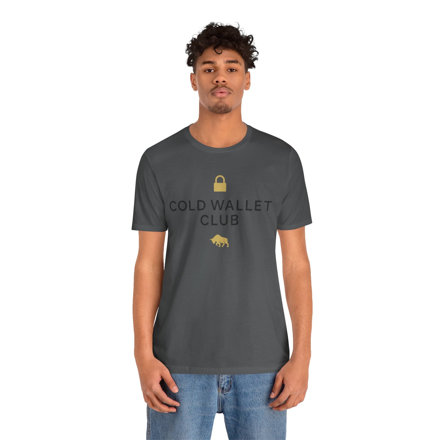 Premium Crypto Investor Shirt - Cold Wallet Club Gold Lock & Bull Design by TheBullThread
