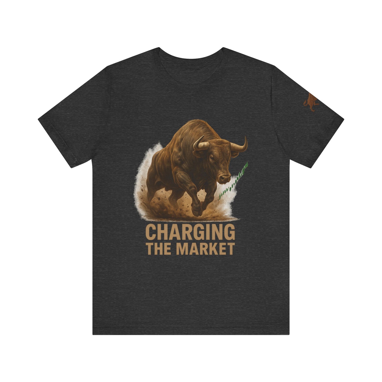 Premium Crypto Trading Tee - Charging the Market Brown Fur Bull Graphic by TheBullThread