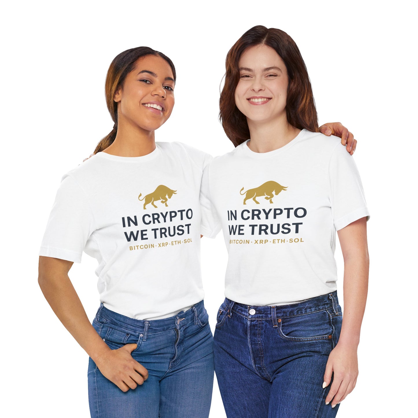 In Crypto We Trust - Premium Bitcoin XRP ETH SOL Bull Shirt.