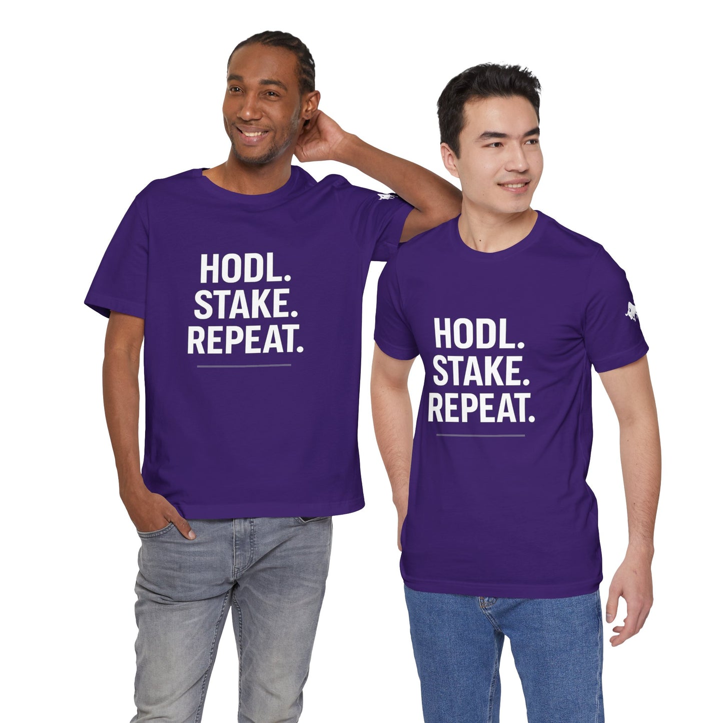 Premium Crypto Tee – HODL Stake Repeat Minimalist Streetwear by TheBullThread