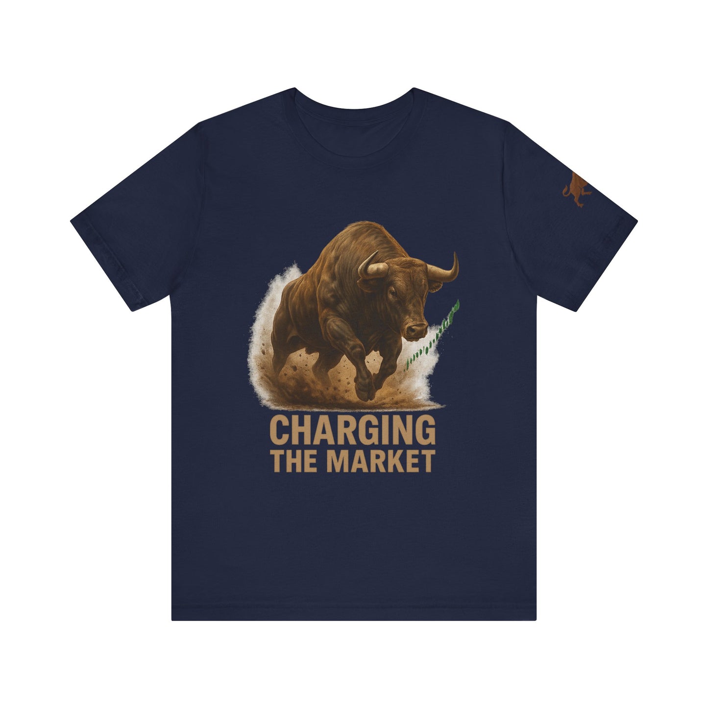 Premium Crypto Trading Tee - Charging the Market Brown Fur Bull Graphic by TheBullThread