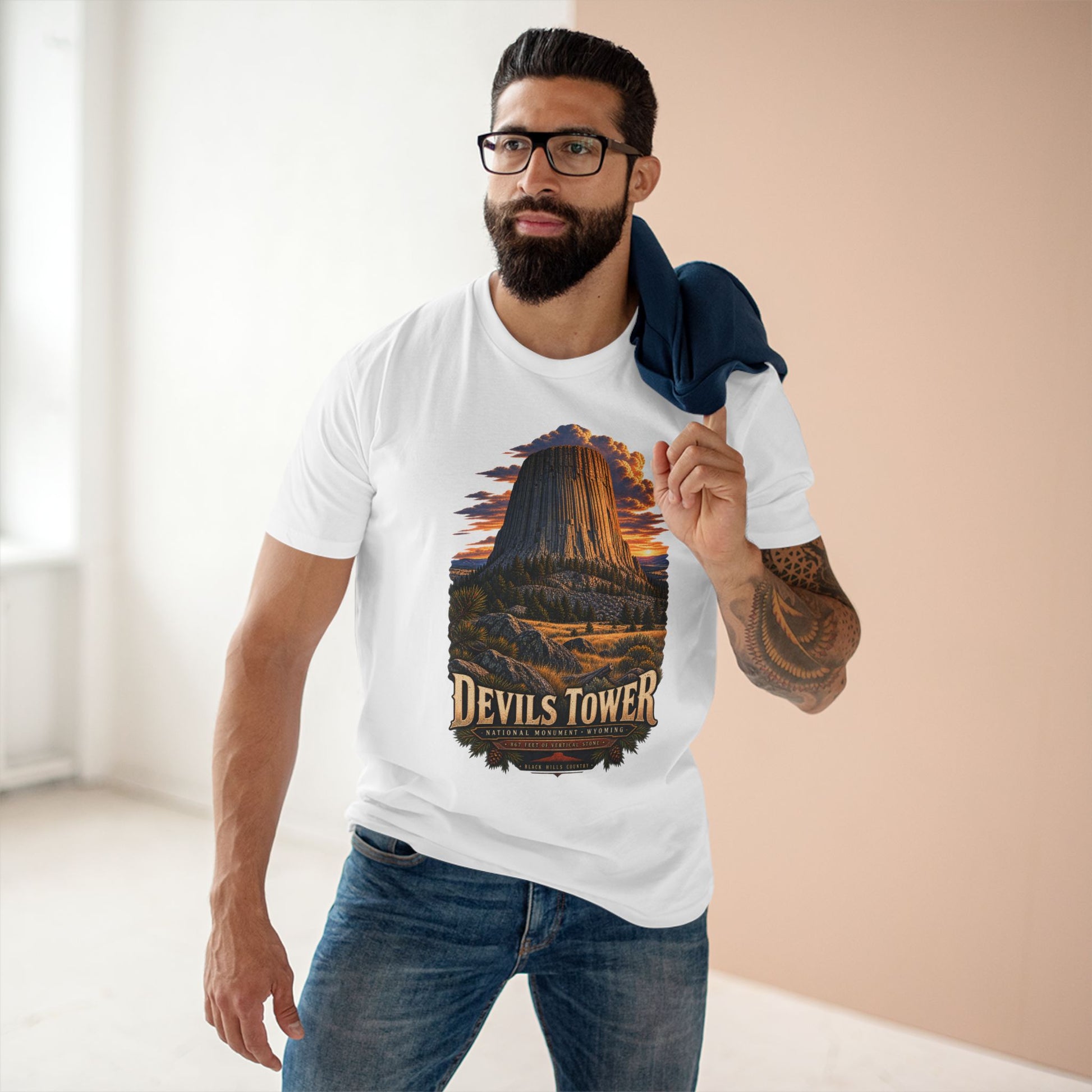 Devils Tower Shirt, Wyoming National Monument Geology Tee, Vintage Western Travel T-Shirt.