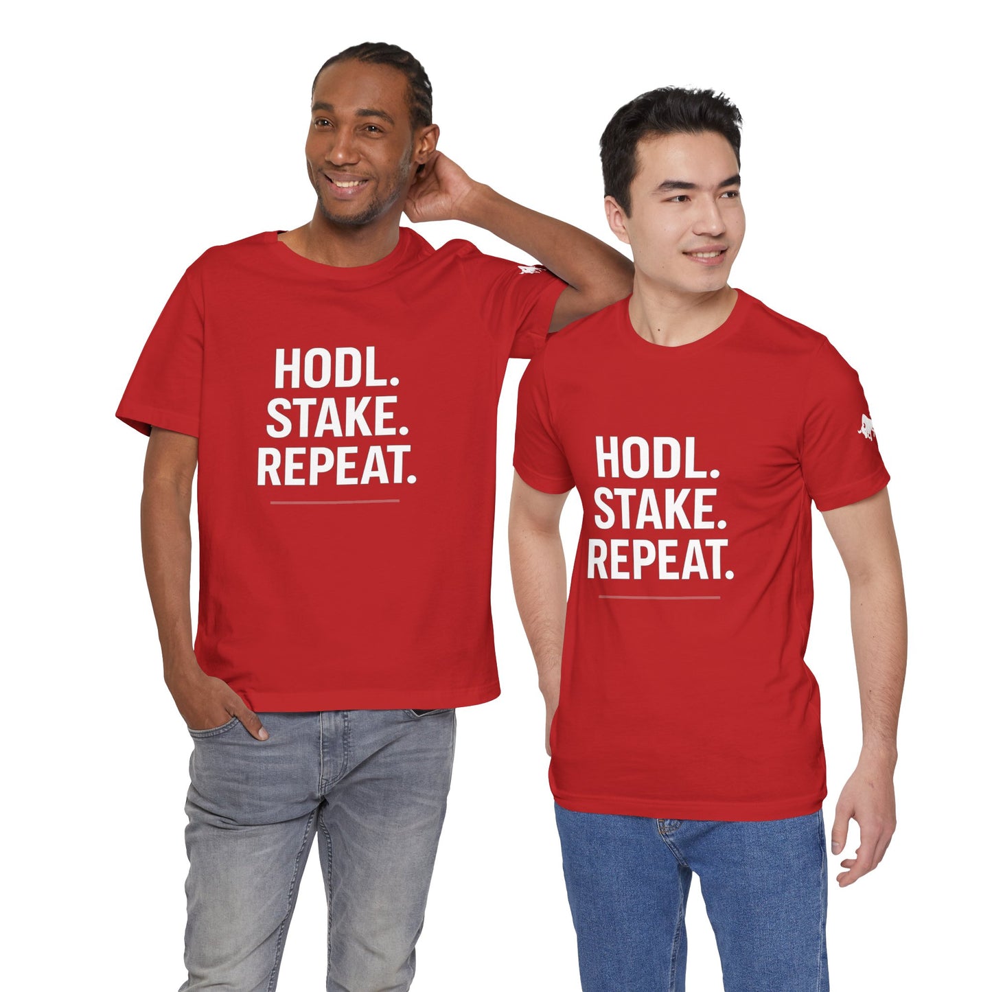 Premium Crypto Tee – HODL Stake Repeat Minimalist Streetwear by TheBullThread