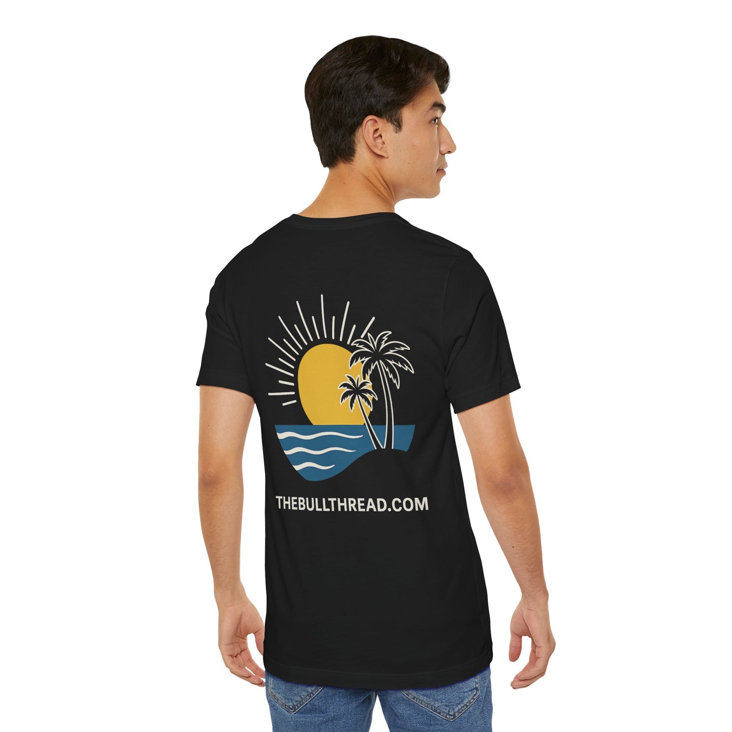 Sunshine & Palm Tree Ocean Waves Shirt - Positive Motivational Tee - Tropical Summer Happiness Graphic by TheBullThread