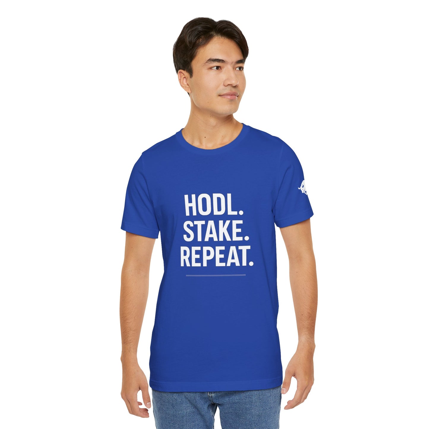 Premium Crypto Tee – HODL Stake Repeat Minimalist Streetwear by TheBullThread
