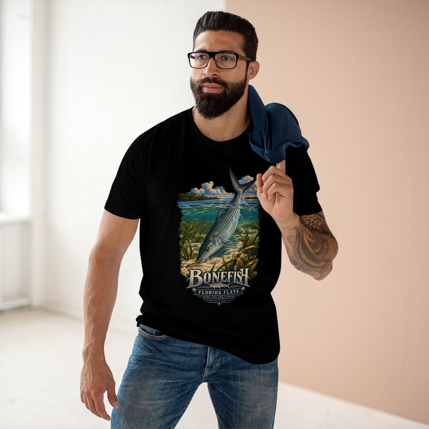 Bonefish Fly Fishing Shirt - Florida Flats Grey Ghost Saltwater Angler Tee