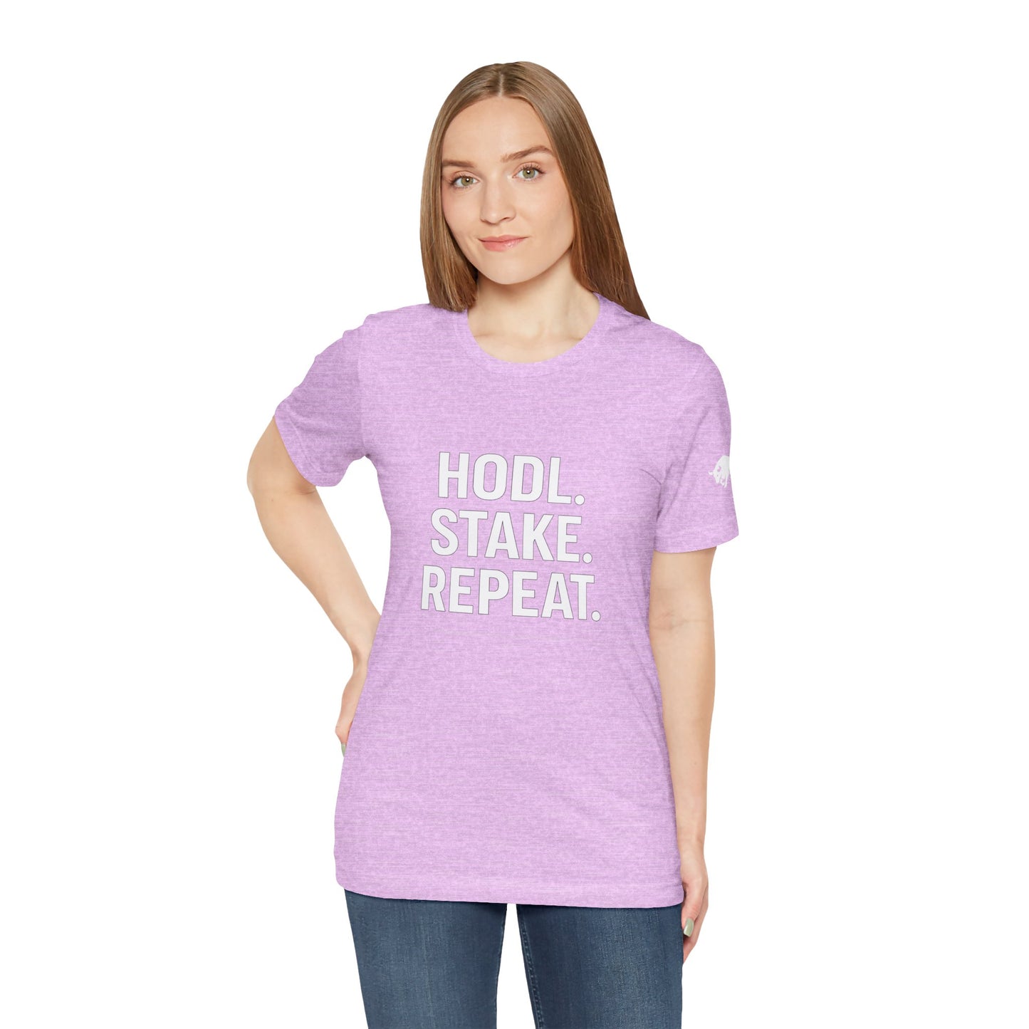Premium Crypto Tee – HODL Stake Repeat Minimalist Streetwear by TheBullThread