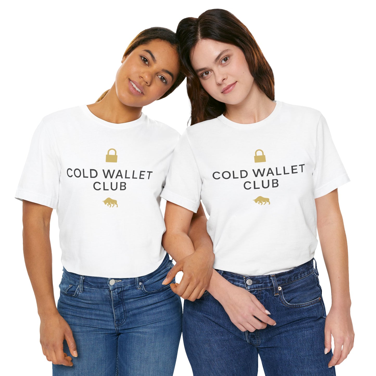 Premium Crypto Investor Shirt - Cold Wallet Club Gold Lock & Bull Design by TheBullThread