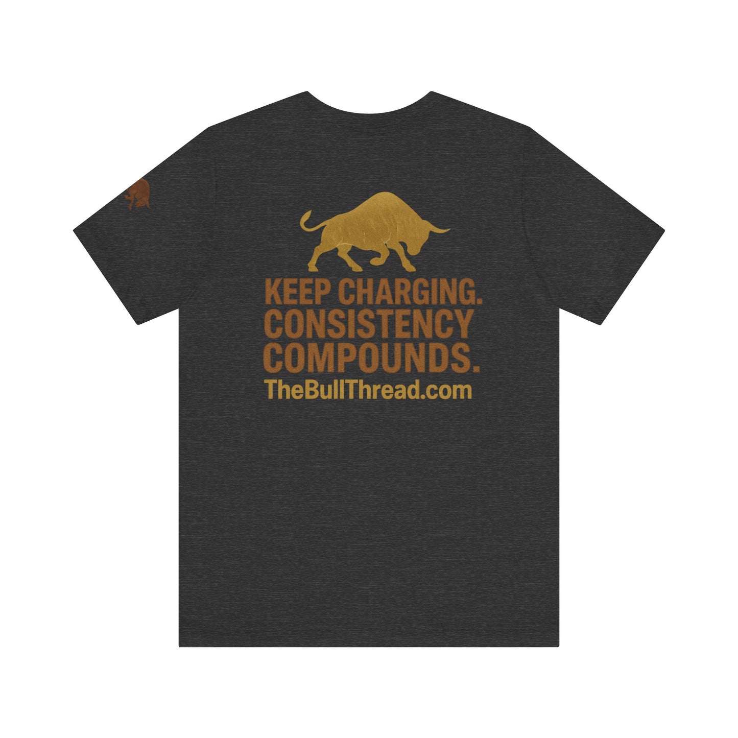 Premium Crypto Trading Tee - Charging the Market Brown Fur Bull Graphic by TheBullThread