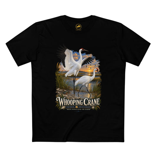 Whooping Crane T-Shirt, Texas Gulf Coast Birding Tee, Coastal Marsh Wildlife Shirt, Birder Gift.