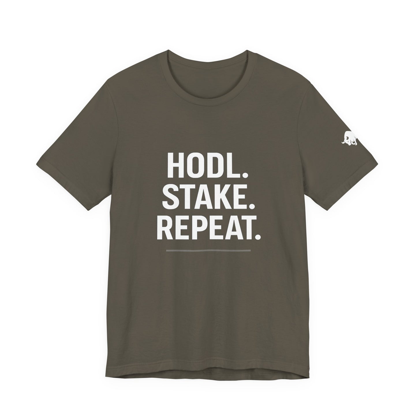 Premium Crypto Tee – HODL Stake Repeat Minimalist Streetwear by TheBullThread